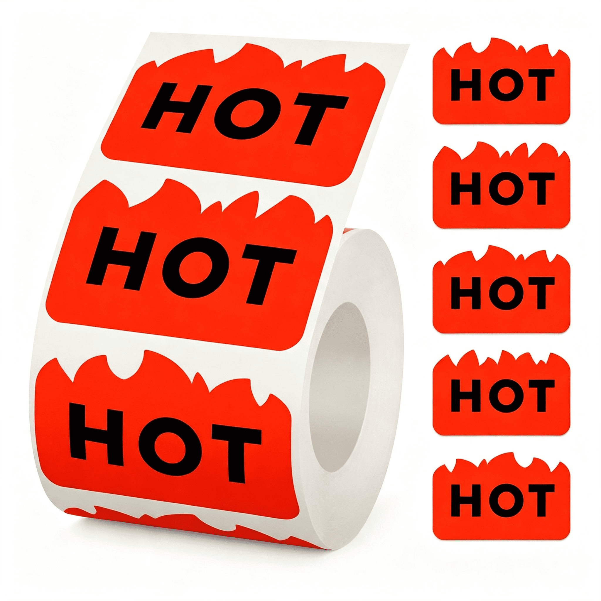 CCOCC 500 Pcs Rave Hot Stickers 2 X 1.25 Inch Fluorescent Red Orange 5 ...