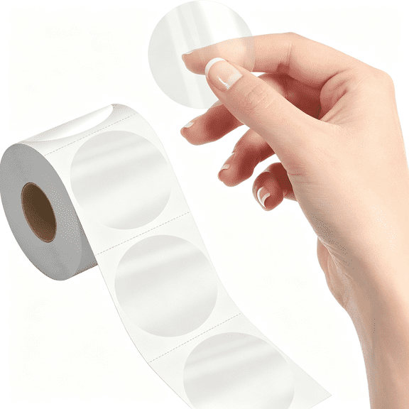 CCOCC 500 Pcs Round Clear Seal Stickers,Transparent Envelope Mail Wafer Seal Self Adhesive Package Circle Label Dots with Perforation Line for Envelopes,Boxes and Gift Packaging (2 in Diameter)