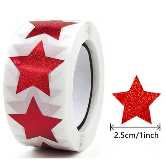 CCOCC 500 Pcs Stickers Odorless Star Stickers for Kids Classroom Self Adhesive Glitter Sparkly Star Sticker Red 1"