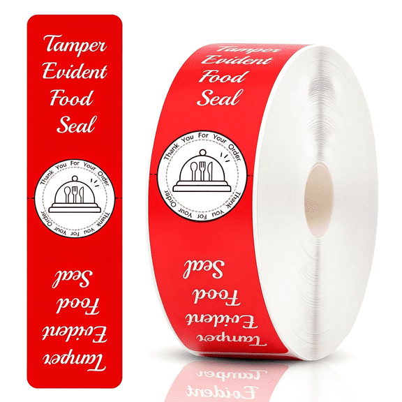 CCOCC 500 Pcs Tamper Evident Stickers for Food Delivery 1.5 X 6 Inches Red Tamper-Proof Safe Seal Tape & Labels - for Sealing Drink, Food & Pizza Boxes to Preserve Freshness