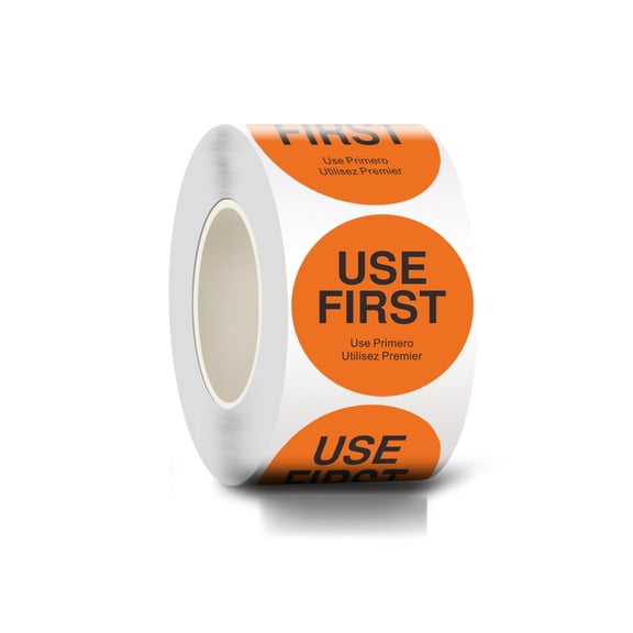 CCOCC 500 Pcs Use First Circle Removable Labels - 1.5" Circular Inventory Control Labels for Restaurant Food Service, 1 Rolls Food Labels Stickers (Orange)