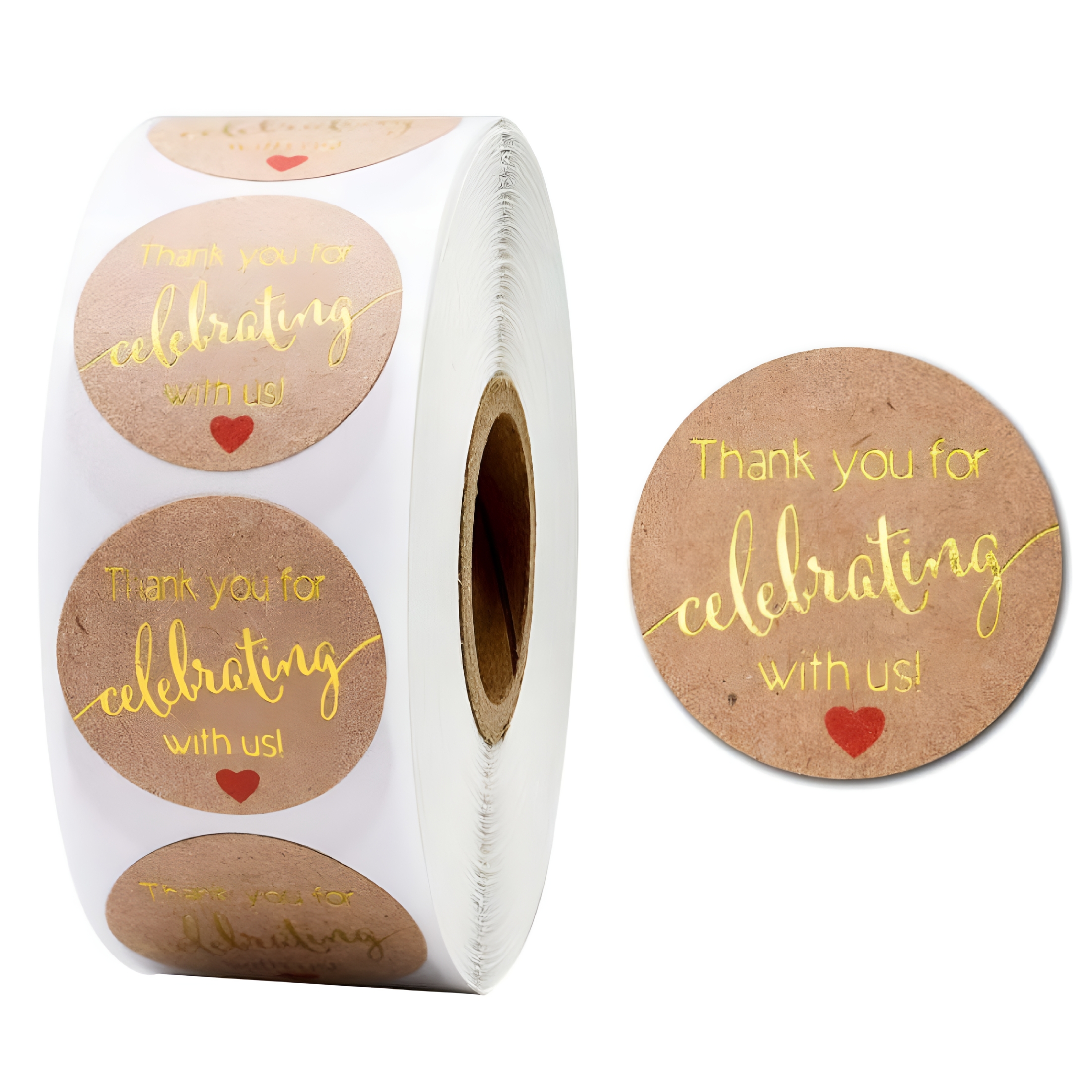 CCOCC 500Pcs 1Inch Kraft Thank You for Celebrating with Us Stickers ...