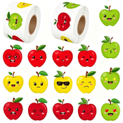 CCOCC 500Pcs Back to School Apple Stickers Roll 3 Colors Red Green&Yellow Waterproof Decals Apple Sticker 1In Self-Adhesive Fruit Stickers for First Day of School Envelope Scrapbook Decorations