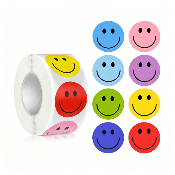 CCOCC 500Pcs Face Stickers,8 Color Cute Small Reward Stickers,Classroom Incentive Reward Decal for Teachers,Behavior Chart Stickers for Student (8 Colors,1")