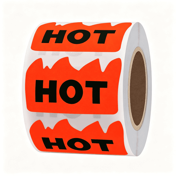 CCOCC 500Pcs Rave Hot Stickers 2 X 1-1/5 Inch Fluorescent Red Hot Flame Fire Shape Marking Labels for Festival Spicy Sauce (Vibrant Rave Fluorescent Red)