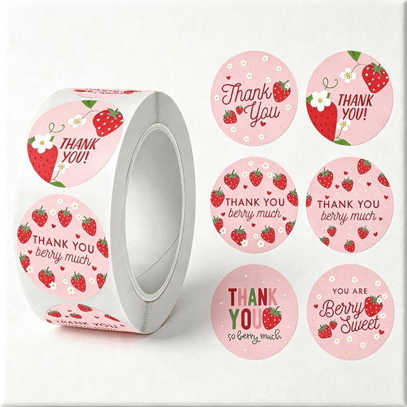CCOCC 500Pcs Strawberry Thank You Labels 6 Designs Sweet Berry Much ...