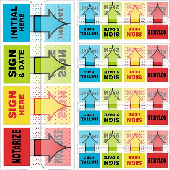 CCOCC 500pcs Sign Here Stickers & Tabs Initial Here,Sign & Date,Notarize Flags Sticky Flags for Documents,Book Annotation,Office Filing,Notary Supplies