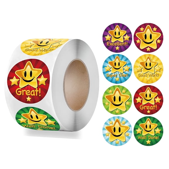 CCOCC 500pcs Star Reward Stickers Roll,Motivational Stickers for Students,Self-Adhesive