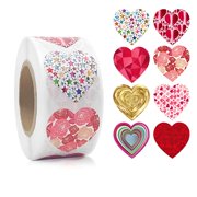 CCOCC 500pcs/roll Glitter Valentines Heart Stickers,1 Inch Heart Shaped Stickers,Love Labels For Valentines Day,Mothers Day,Wedding,Decorations For Gift Wraps,Teachers Easter Gift - Winter,New Year