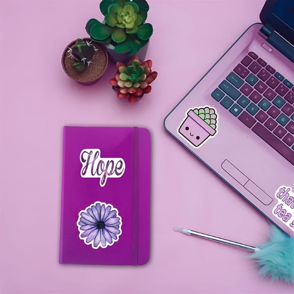 CCOCC 50PCS Purple Sticker Girls Scrapbooking Journal Laptop Computer Desk Table Locker Decorate for Kid Teen Sticker pack