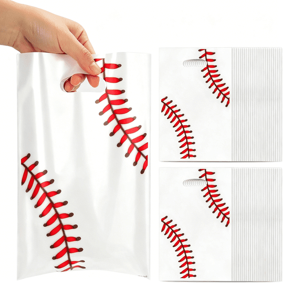 CCOCC 50Pcs Baseball Party Favor Bags,Baseball Goodie Gift Snack Treat Cookie Goody Candy Bags for Baseball Theme Team Party Birthday Favors Supplies Decorations Wrapping Tball Baggies Pouches