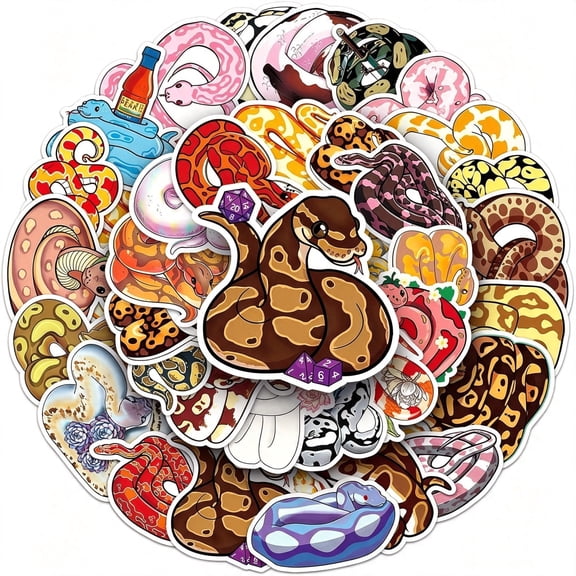 CCOCC 50Pcs Snake Stickers Bulk Snake Party Favors Waterproof Vinyl Cute Serpent Stickers Cartoon Serpent Laptop Decals for Laptop Water Bottles Skateboard Computer Scrapbook(Snakes)