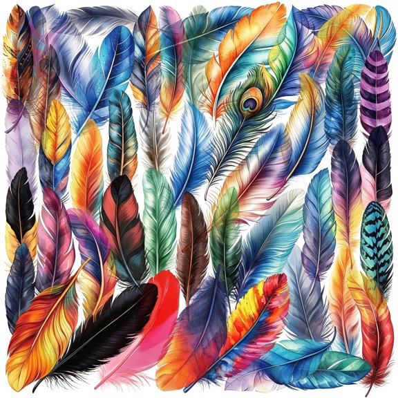 CCOCC 50Pcs Transparent Feather Stickers Retro Aesthetic Feather Sticker Pack Waterproof Water Bottle Decal for Laptop,Scrapbook,Suitcase,Diary,Mobile Phone Diy Party Supplies and Decorations