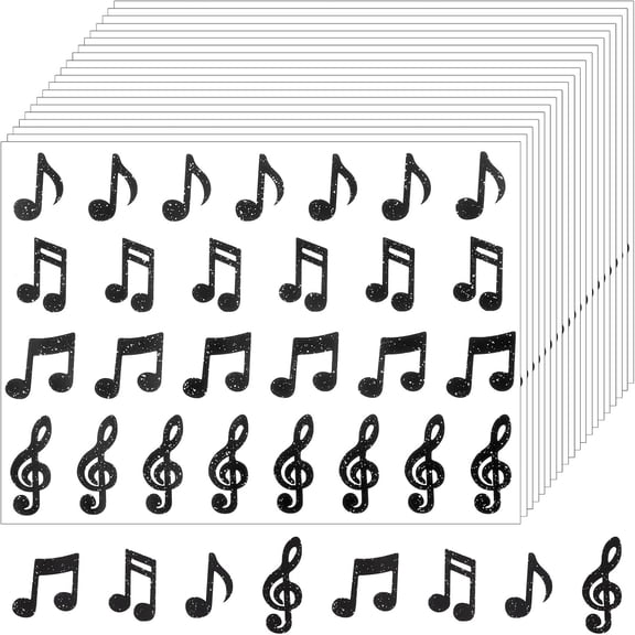 CCOCC 540Pcs Music Notes Stickers Musical Notes Stickers Black Self-Adhesive Music Labels Assorted Musical Symbols Sticker Decals for Scrapbook Notebook Journal Laptop Envelope Decor