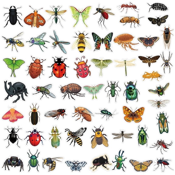 CCOCC 55 Pcs Cute Insect Stickers, Waterproof Funny Vinyl