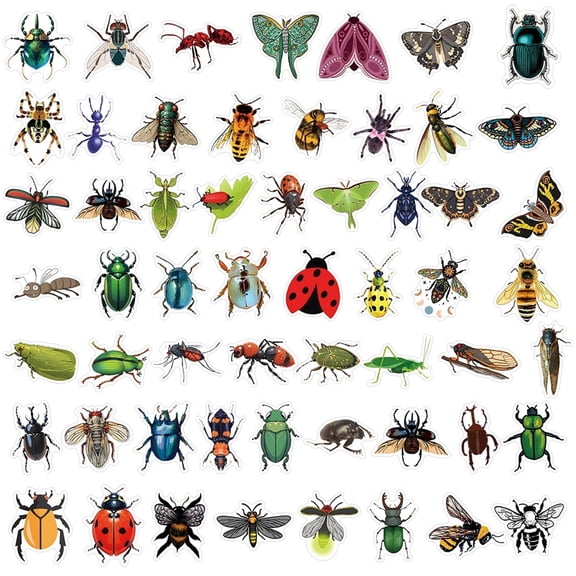 CCOCC 55 Pcs Cute Insect Stickers, Waterproof Vinyl Decals for Kids, Cartoon Bug Decals for Water Bottles and Laptops