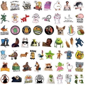 CCOCC 55Pcs Funny Meme Stickers Pack, Waterproof Vinyl, Non-Repeating Pack | Sarcastic Decals for Laptop, Water Bottle, Phone, Kindle, Journal, Scrapbook, Bumper, Skateboard, Luggage