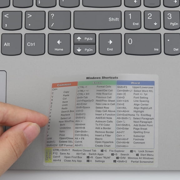 CCOCC 5PCS/Pack Shortcut Sticker for Windows + Word/Excel Quick Reference Guide PC Laptop, Keyboard Shortcut Stickers for Any PC Laptop or Desktop, No-Residue Vinyl (Clear)