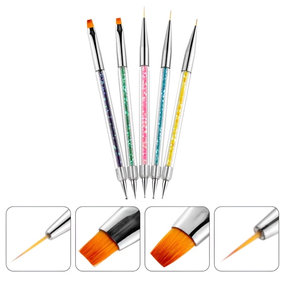 CCOCC 5Pcs PP and Nylon Nail Art Line Painting Brushes for Women Making Dots and Pattern Design