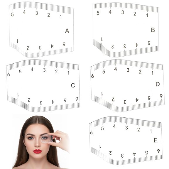 CCOCC 5Pcs Professional Eyebrow Mapping Kit,Arch Brow Mapping Ruler Reusable Transparent Shaping Ruler Stencils for Precise Microblading Brow Design Symmetrical Shaping for Beginners Experts