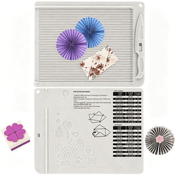 CCOCC 6.4"X 8.5" Mini Score Board Multi-Purpose Scoring Board Envelope Maker with Bone Folder and Guide for Card Making and Paper Crafts Arts Projects Multi-Purpose Scoring Board&Score