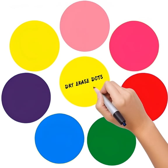 CCOCC 6 Inch Floor Stickers for Classroom, 32 Pcs Multicolor Line Up Spots Markers, Self Adhesive Vinyl Circle Dots for Gym, Playroom, Home Organization