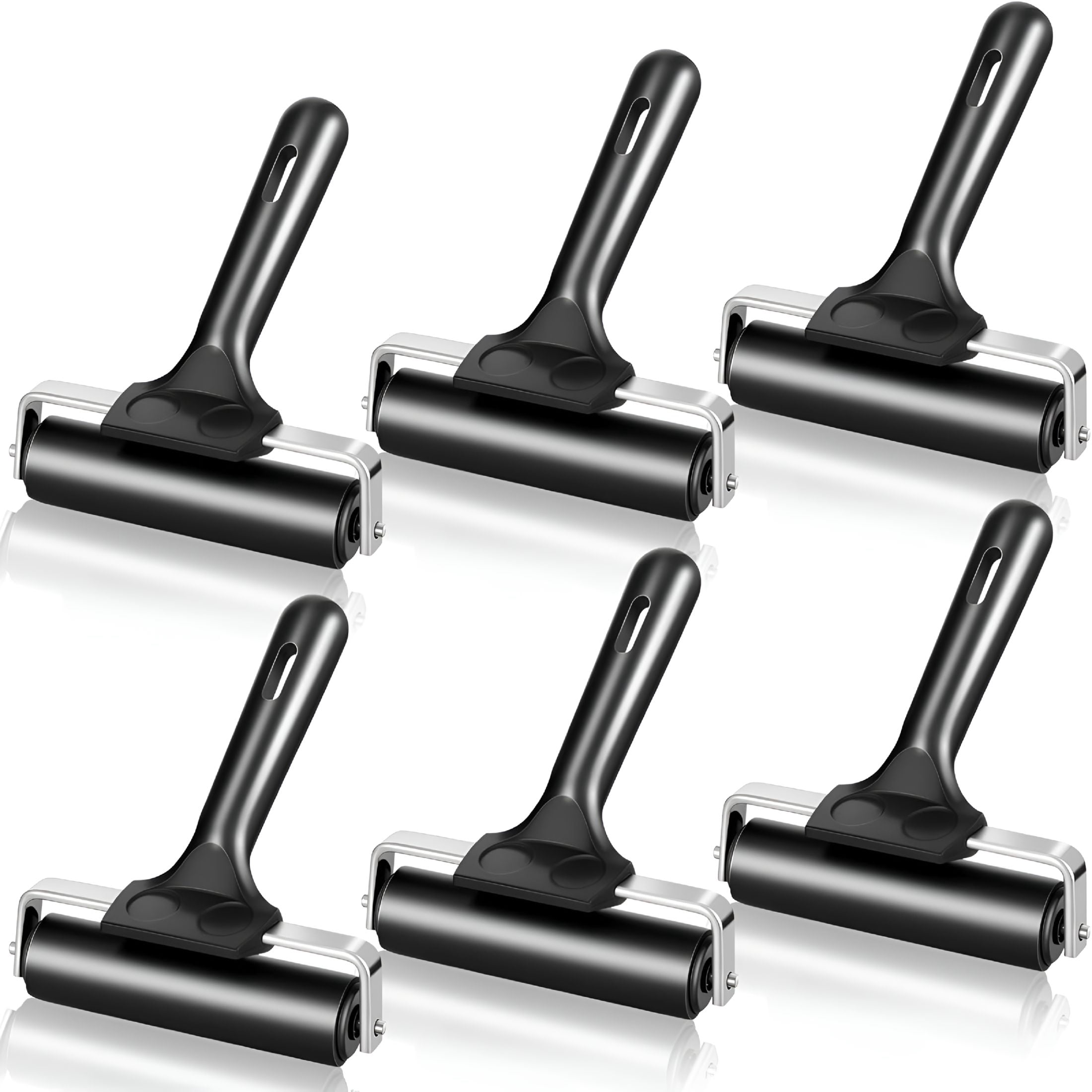 CCOCC 6 Pack 4 Inch Rubber Brayer Roller Hard Rubber Rollers for ...