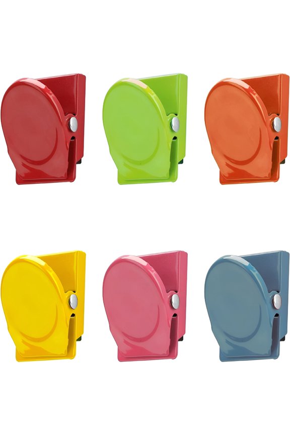 6-Pack Magnetic Metal Clips, 30mm Colored Whiteboard