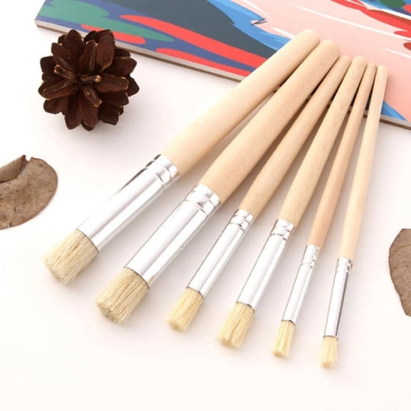 CCOCC 6 Pack Stencil Brushes Set,3 Sizes Bristle Wooden Handle Brushes for for House Wall Painting,Stencil,Card Making Canvas & Diy Crafts and Acrylic Oil Watercolor Painting