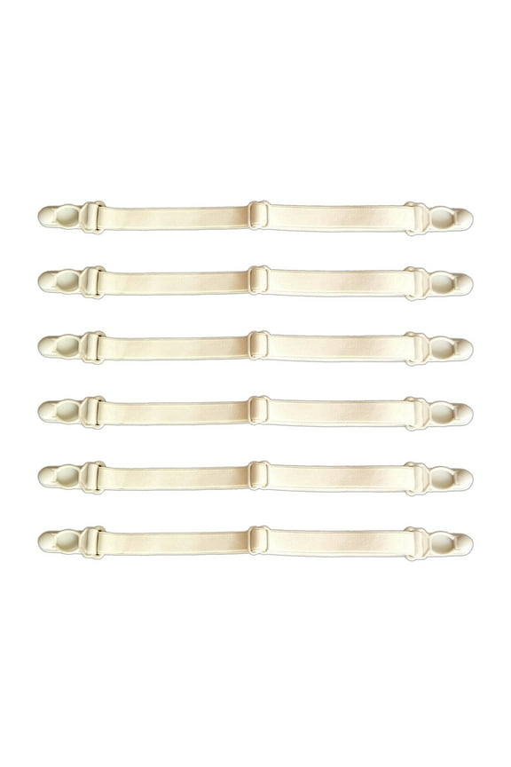6 Pcs Bra Strap Holders for Slipping,Flexible Length Bra Straps Holder,Reliable Support Smooth Finish Clear Bra Straps,Beige