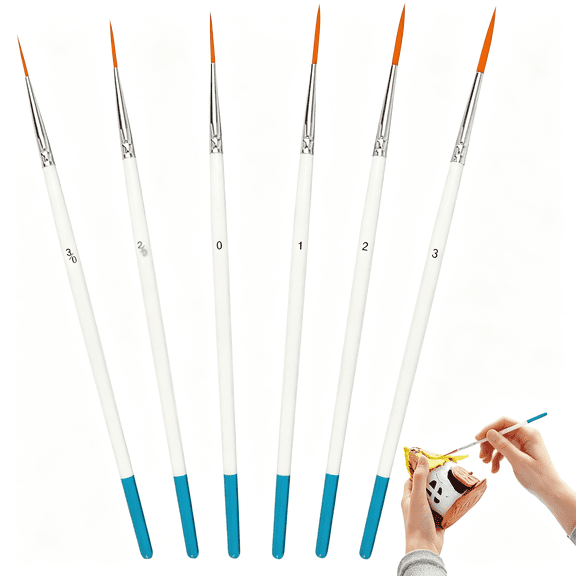 CCOCC 6 Pcs Rigger Brush Watercolor,Professional Script Liner Brushes,Ultra Fine Point Tip Detail Paint Brushes Sizes 000-3 for Acrylic Oil Gouache Ink,Pinstriping,Miniature Nail Art