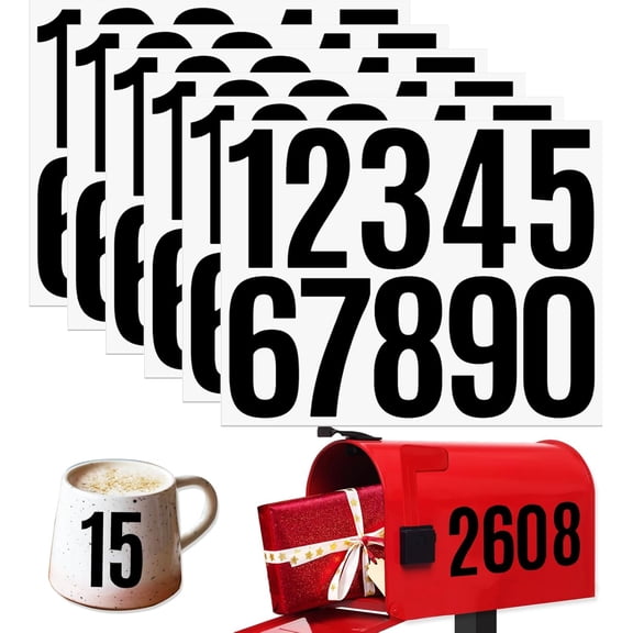 CCOCC 6 Sheets 3 Inch Mailbox Numbers Stickers Vinyl Decals, Self Adhesive Number Waterproof House Address Numbers for Outside Mailbox, Signs, Window, DIY Crafts Making, Door, Car, Home, Business