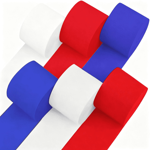 CCOCC 6 Unique Red, White and Blue Streamers, 492Ft Pack of Red, White and Blue Crepe Paper Rolls for Usa Decorations, American Party Decorations, 4Th of July (1.8" X 82 Ft/Roll)