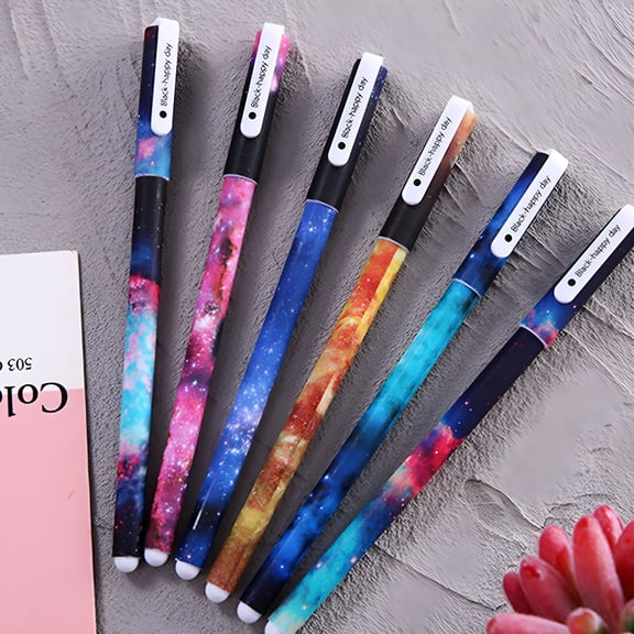 CCOCC 6-pack Cute Pens Galaxy Pens,Colorful Gel Ink Pens Set,Multi Colored Pens for Bullet Journal Writing Cartoon Gel Ink Roller Ball Fine Point Pens