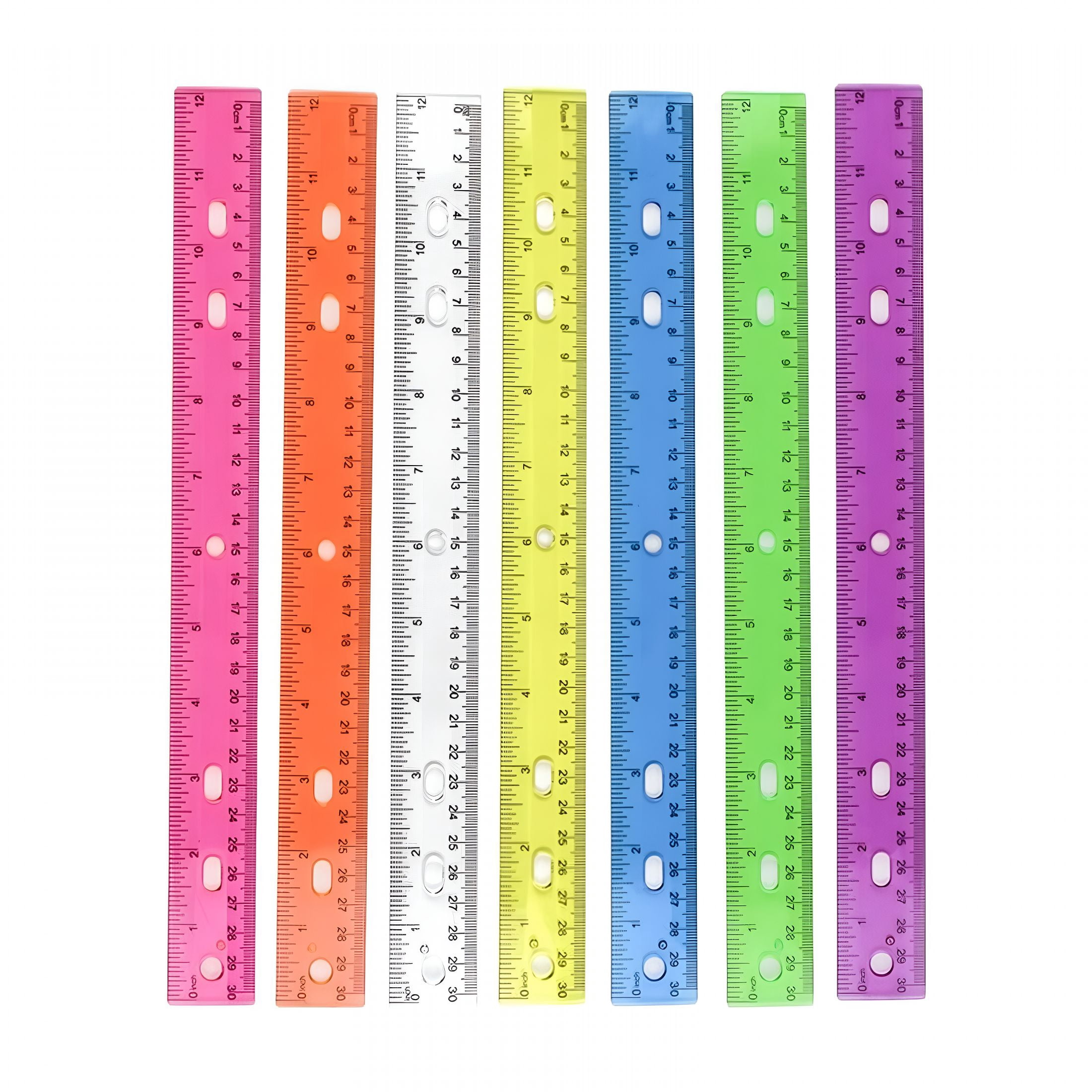 CCOCC 6-piece ruler set 6-color transparent ruler plastic ruler 12-inch ...