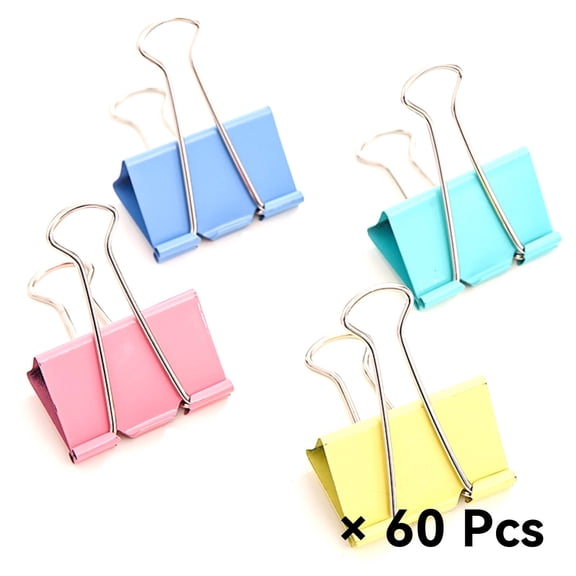 CCOCC 60 Pcs Binder Clips,15mm Sturdy Design Paperclips,Office Essentials Simplified Filing Paper Clips Large,Multicolor