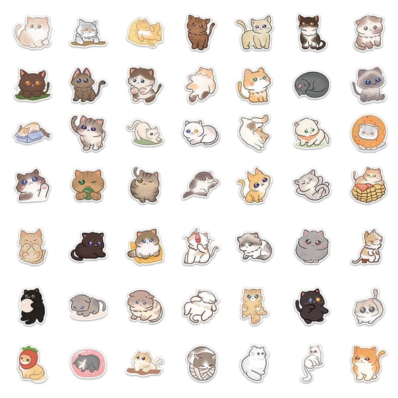CCOCC 60 Pcs Cat Stickers,Artistic Cat Doodle Meme Stickers,Waterproof Stickers Versatile Decoration Cute Stickers,Style2