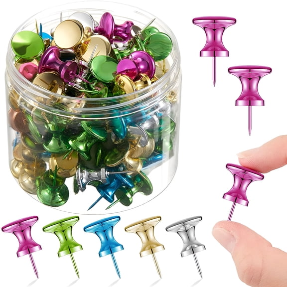 CCOCC 60 Pieces Giant Push Pins Big Thumb Tacks Large Tacks Jumbo Pins Steel Point 1 Inch Plastic Heads Pins Marking Pins for Cork Board