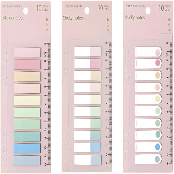 CCOCC 600 Pcs Sticky Tabs Book Notes Tabs,Page Markers Tabs Pastel Book Tabs Reading Tabs Annotation Tabs Page Markers Sticky Index Tabs with Ruler Tabs (Color A)