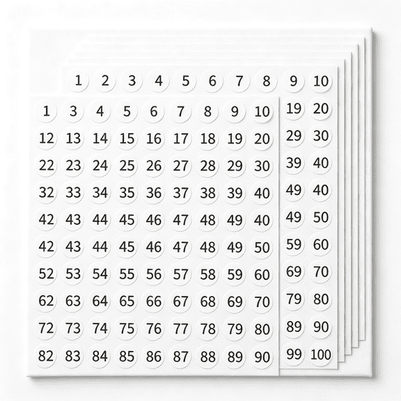 CCOCC 6000 Pcs Small Number Stickers, 0.4 Inch Self-Adhesive Black Number Labels 1-100 Sequential, Stick on Numbers for Inventory, Storage, Office and Organization System
