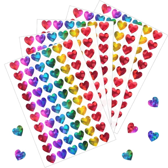 CCOCC 600Pcs 0.5Inch Holographic Heart Stickers,Glitter Tiny Hearts Sticker Small Heart Stickers, Use for Valentines Day Love Decorations, Award Charts, Scrapbooking Crafts, Week Planner