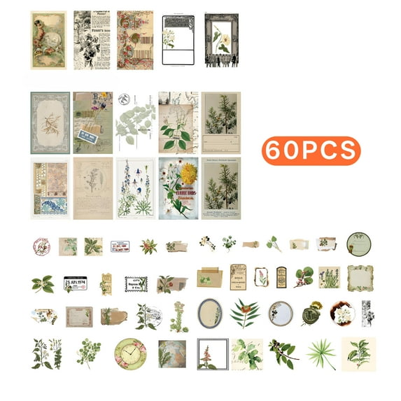 CCOCC 60Pcs Scrapbook Kit,Fade Resistant Scrap Booking Supples Kit,Crisp Image Quality Scrap Book,Style7