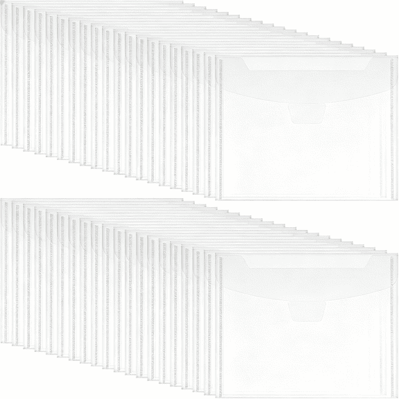 CCOCC 60Pcs Stamp and Die Storage Pockets 7"x 5" Die Cut Storage Envelopes Clear Plastic Envelopes Scrapbooking Storage with 60Pcs Labels for Card Making
