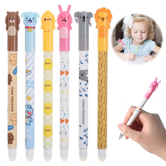CCOCC 6PCS Erasable Gel Pens With Thermo Sensitive Eraser Ink Cute Clown Fish Sea Turtle Erasable Pens (2ml)