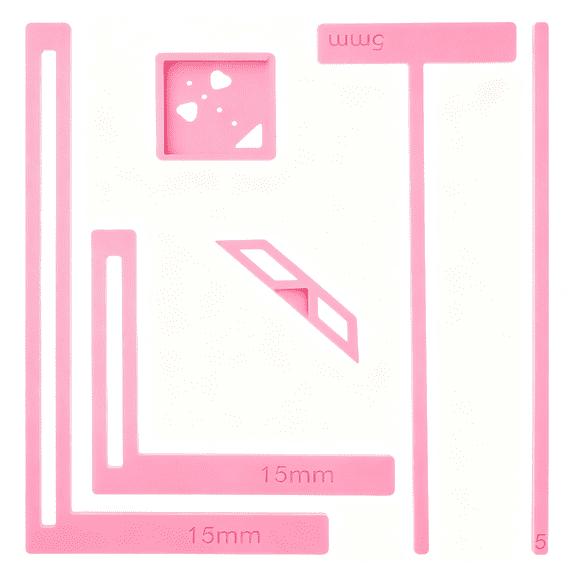 CCOCC 6Pcs Book Binding Tool,Easy Scrapbooking Tools Kit for Starter,L Ruler + T Ruler + I Ruler + Corner Miter + Eyelet Guiding for Journal,Notebook,Diy Projects,Scrapbooking Bookbinding (Pink)