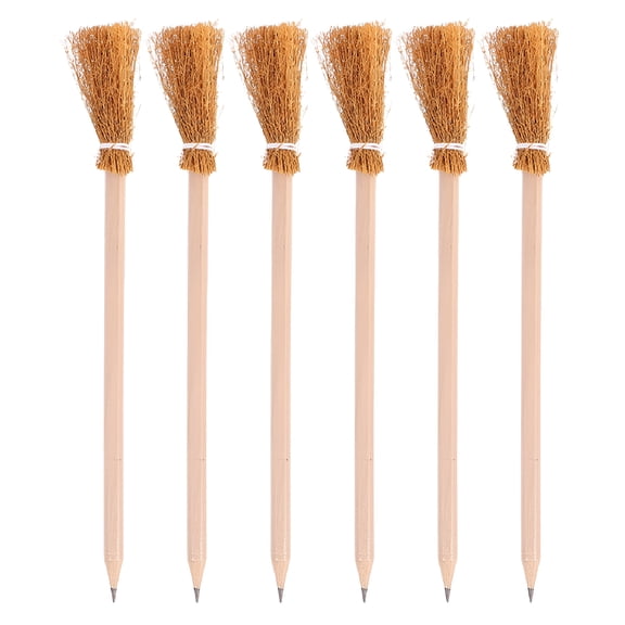 CCOCC 6Pcs Broomstick Pencils Novelty Witch Broom Shaped Stationary Writing Pencil