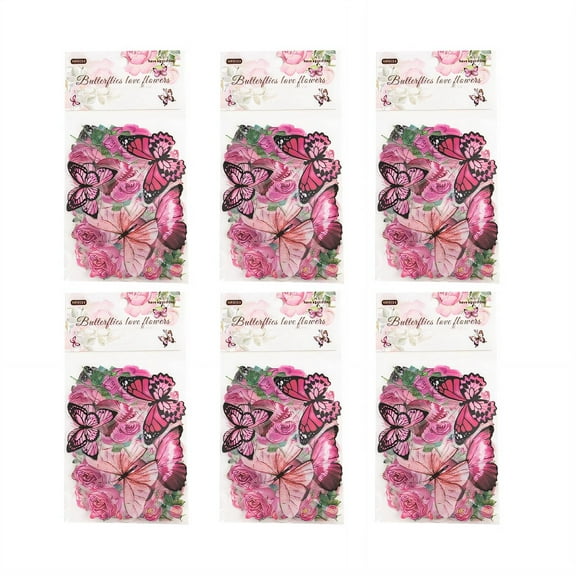 CCOCC 6Pcs Cable Labels,Butterfly Applique Address Labels,Craft Flower Applique Sticker Paper,Style 9