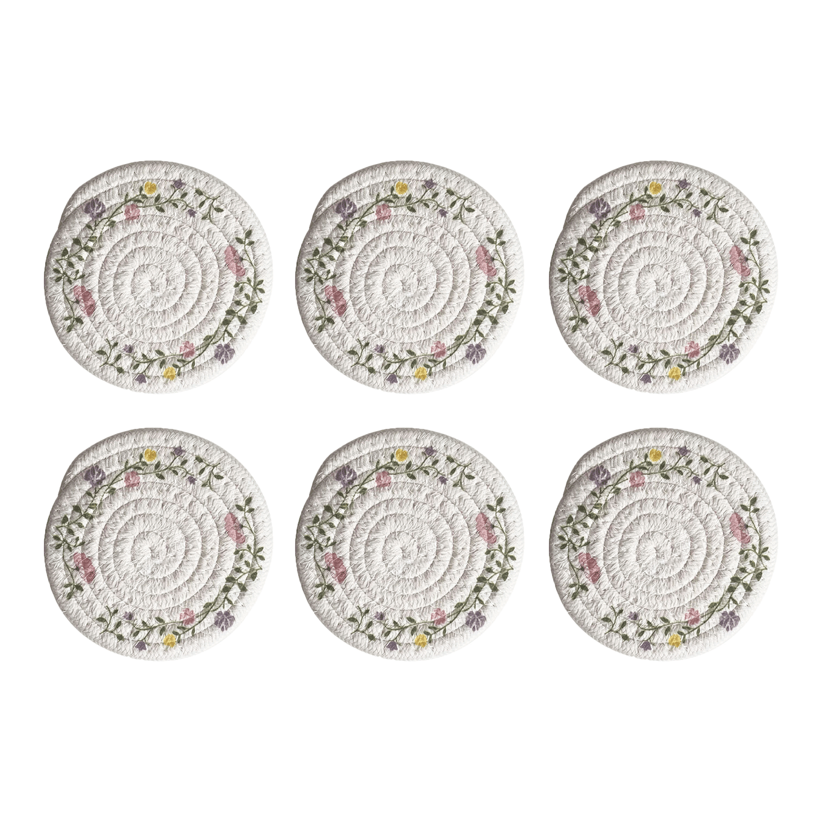 CCOCC 6Pcs Coasters,with Flower Design Thick Cotton Rope Design ...