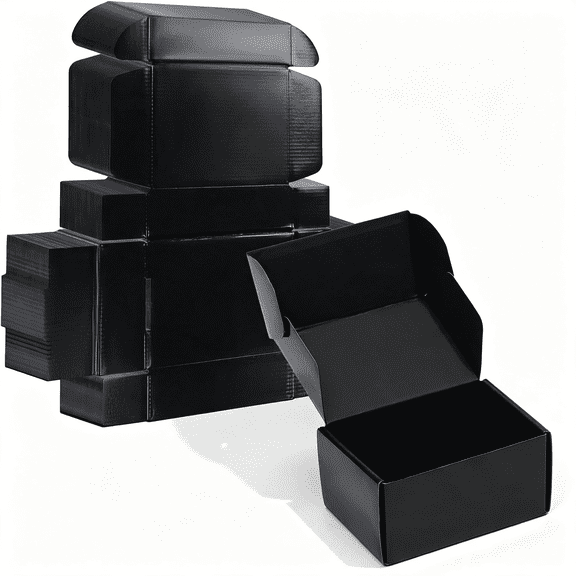 CCOCC 6X4X3 Black Small Shipping Boxes, 20 Packs Corrugated Cardboard Mailer Boxes for Packaging Small Business Mailing Gifts Wrap Boxes with Lids, Durable Small Shipping Boxes