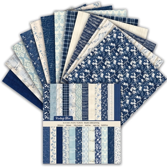 CCOCC 6X6 Scrapbook Paper, Double Sided Patterned Paper 24 Sheets Decorative Craft Papers for Scrapbooking Card Making Junk Journals Decor